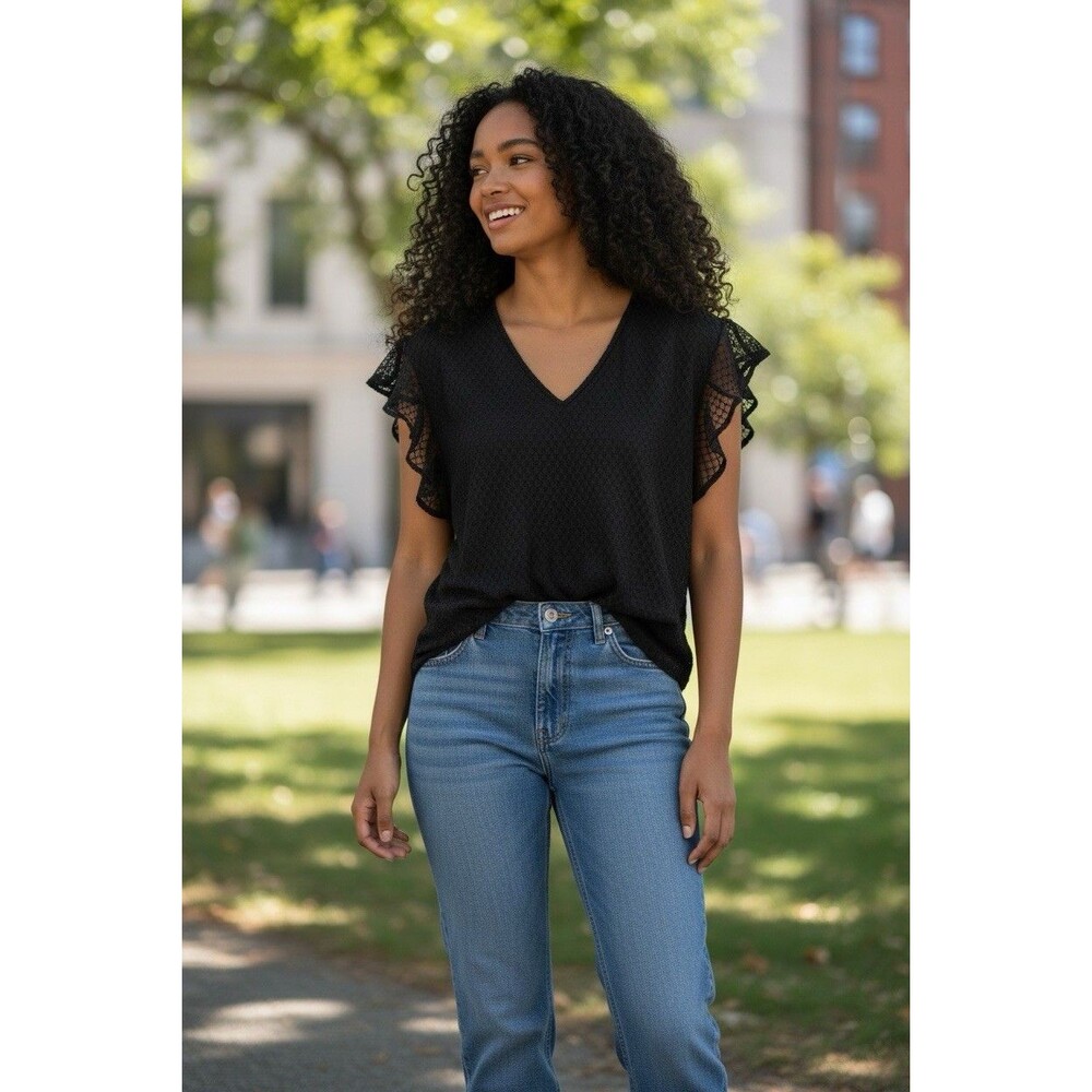 DKNY Black Women’s Blouse Relax Fit Size S Whinsigoth Officecore Dark Romantic